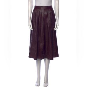 Prabal Gurung Lamb Leather Midi Length Skirt